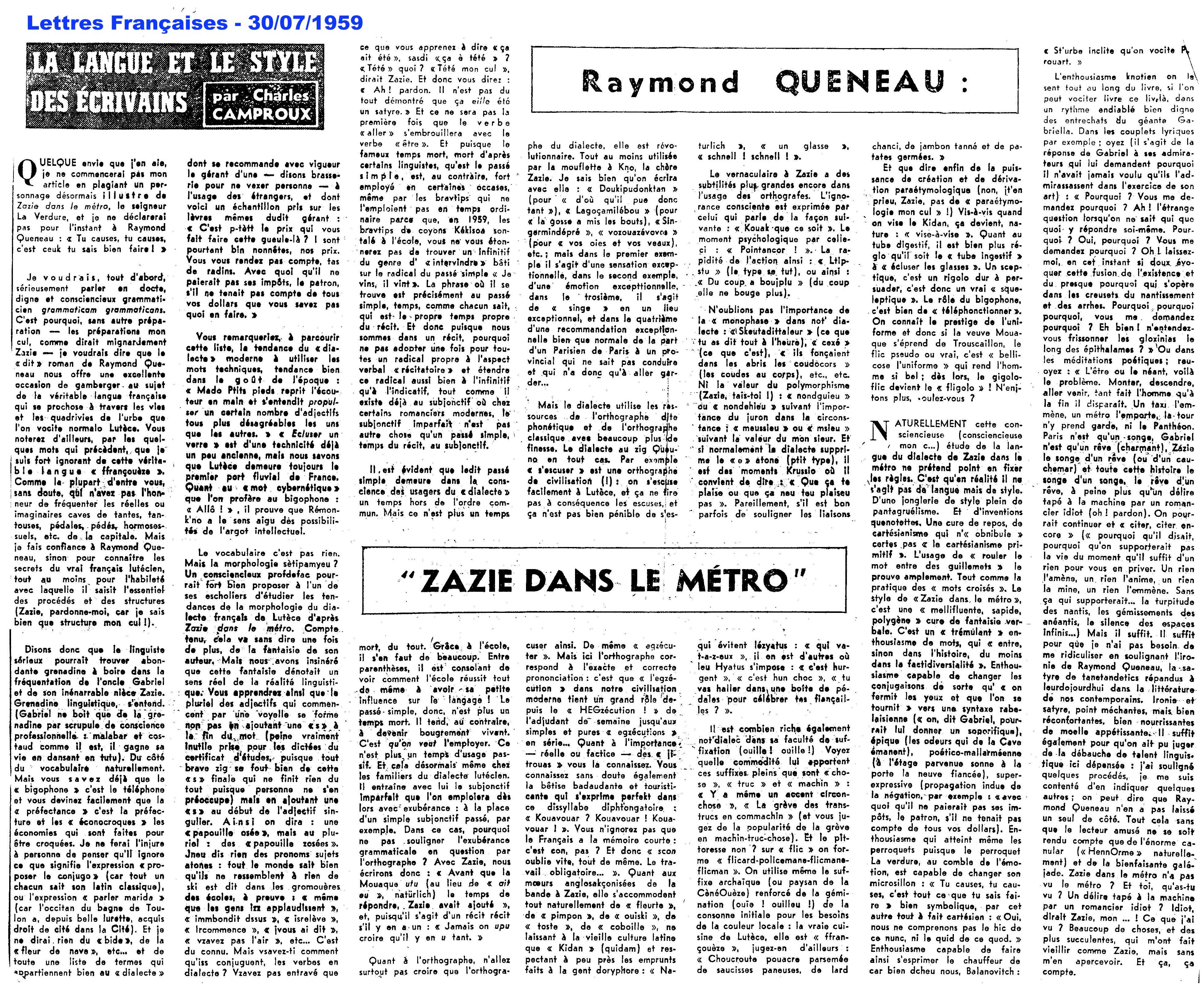 Lettres Françaises - 30 juillet 1959